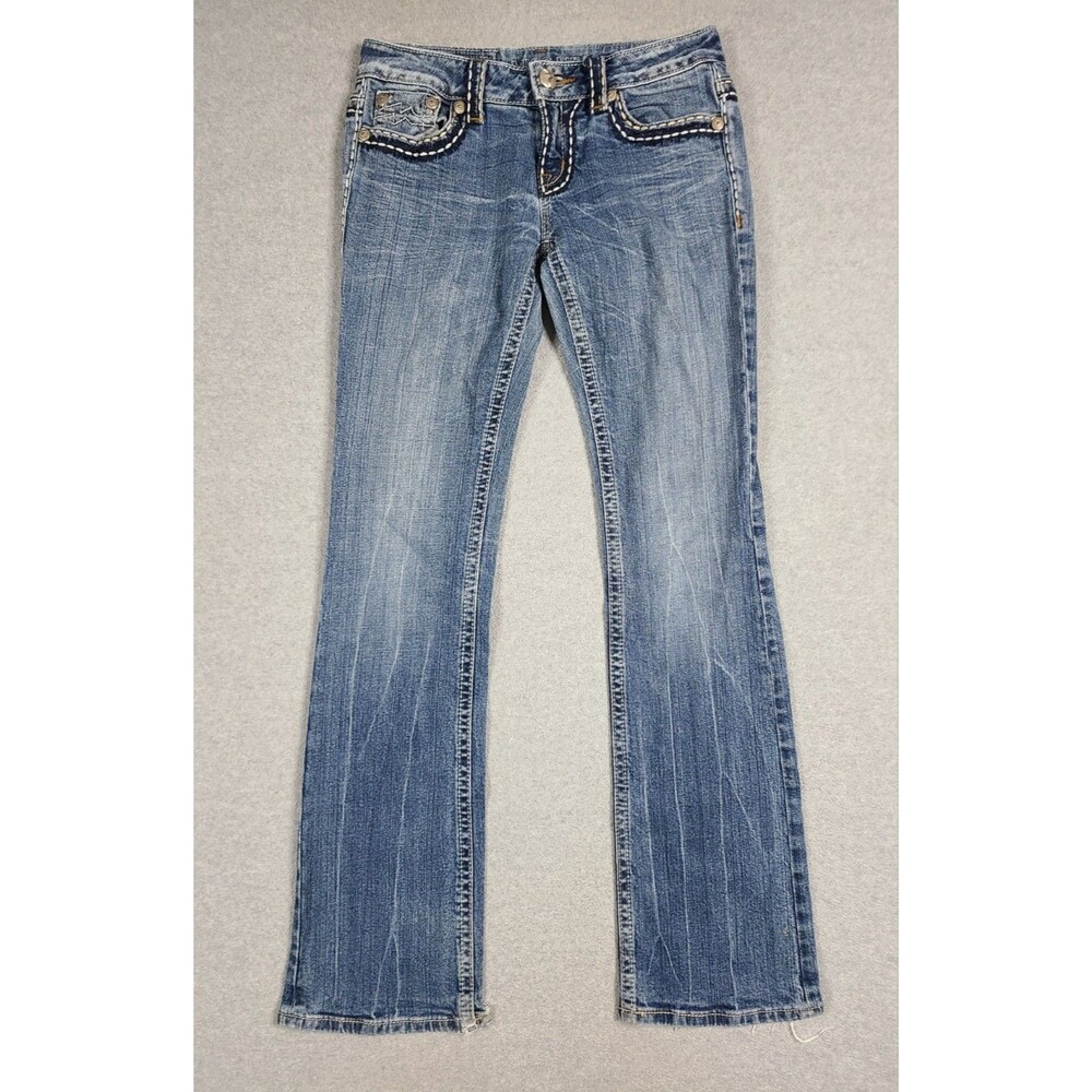 Miss Me Jeans 28 Blue Irene Boot Stretch Low Rise Distressed Denim Pants